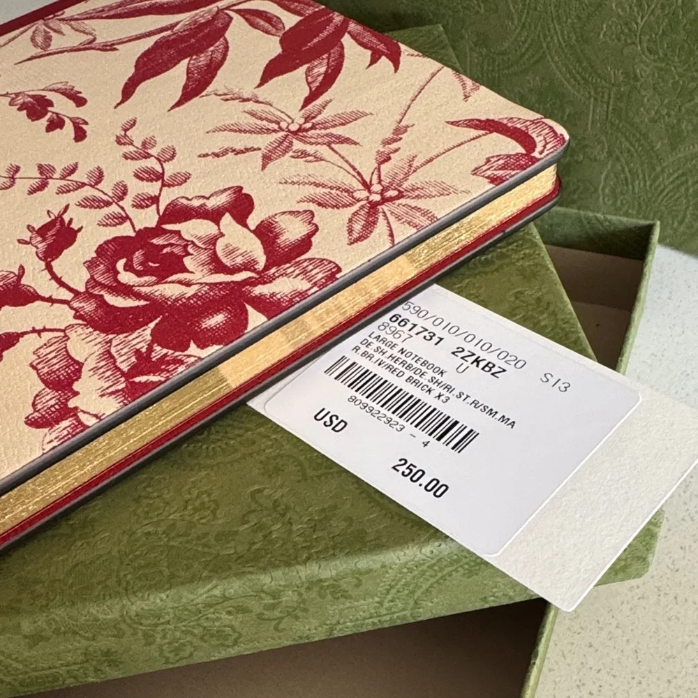 GUCCI Large Herbarium Floral Red Ivory Print Notebook Lined Paper Stationary